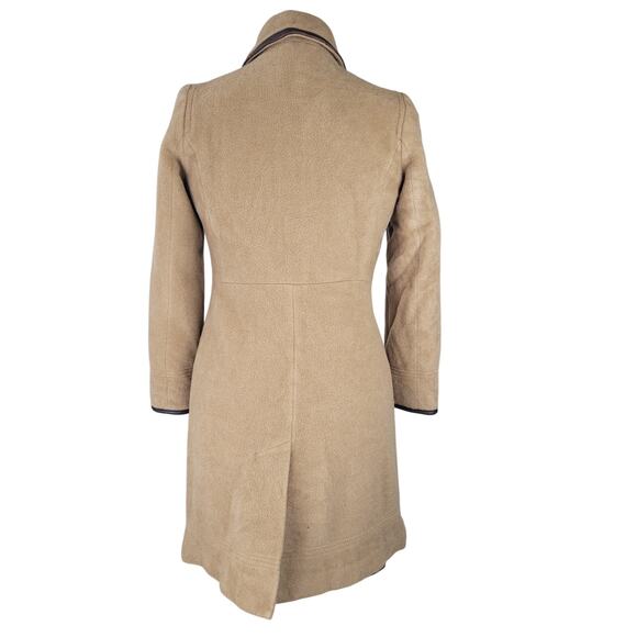 Coach Tan Mohair/Wool Brown Leather Trim Overcoat Sz XS - Picture 8 of 15
